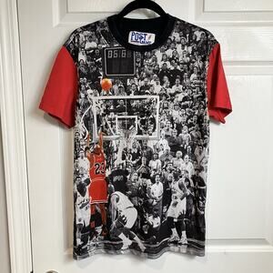 Michael Jordan Chicago Bulls The Last Shot All Over Print VTG T-Shirt Size S